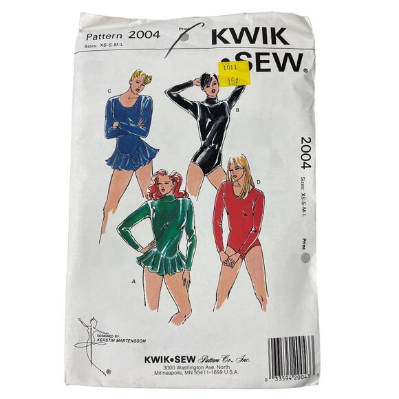 Kwik Sew Pattern 2004 Size XS-Large Long Sleeve Leotards With Skirt Stretch NEW - Picture 1 of 6
